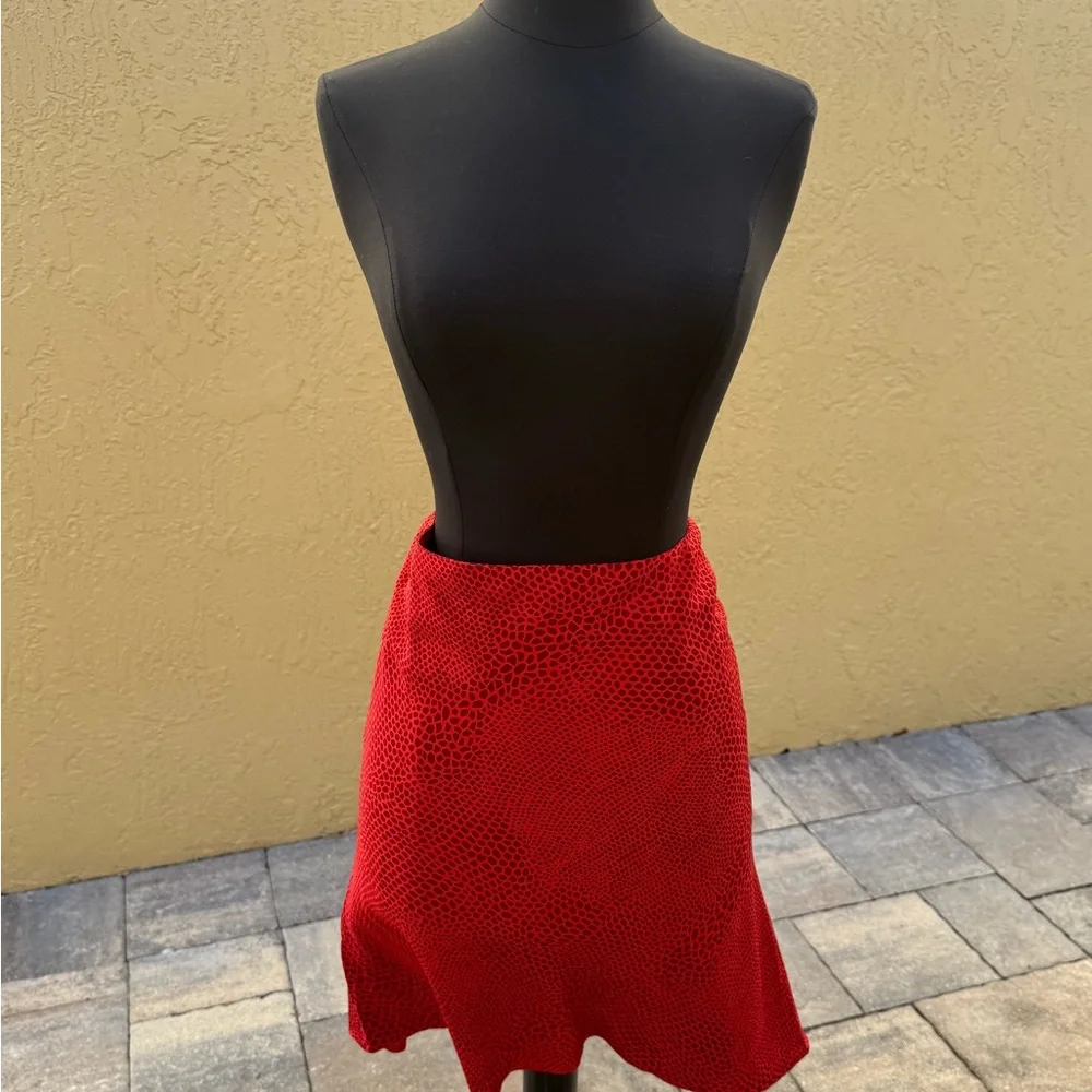 Y2K Vintage SPOONER Prague Red Silk Animal Print Realisation Par Skirt Sz 6/M - Picture 5 of 10